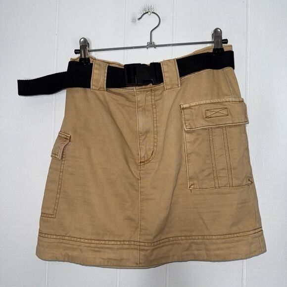 Urban Outfitters Women’s Cargo Mini Skirt Khaki Belted Size Small - Picture 1 of 4